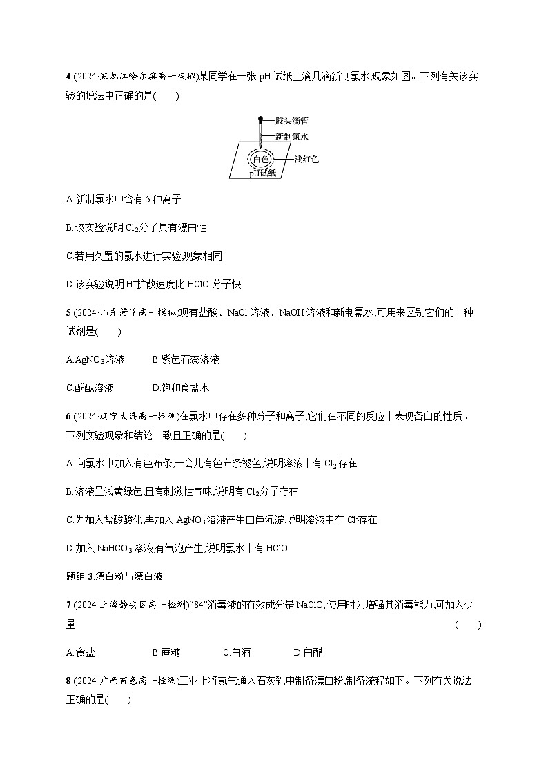 人教版高中化学必修第一册第2章海水中的重要元素——钠和氯分层作业10氯气的性质含答案第2页