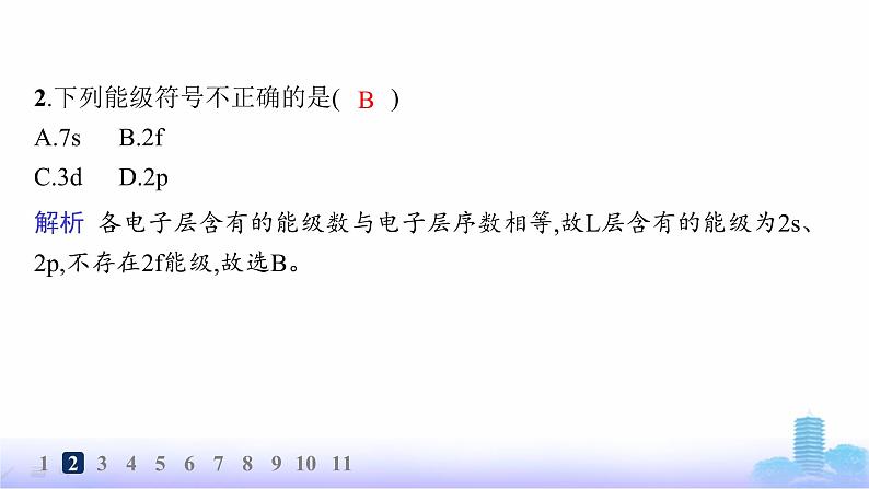 鲁科版高中化学选择性必修2第1章原子结构与元素性质分层作业2量子力学对原子核外电子运动状态的描述课件第4页