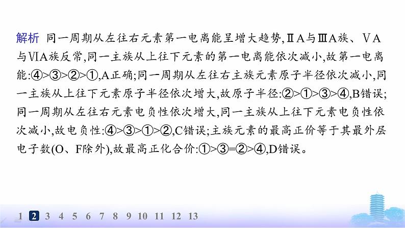 鲁科版高中化学选择性必修2第1章原子结构与元素性质分层作业6电离能与电负性课件第4页