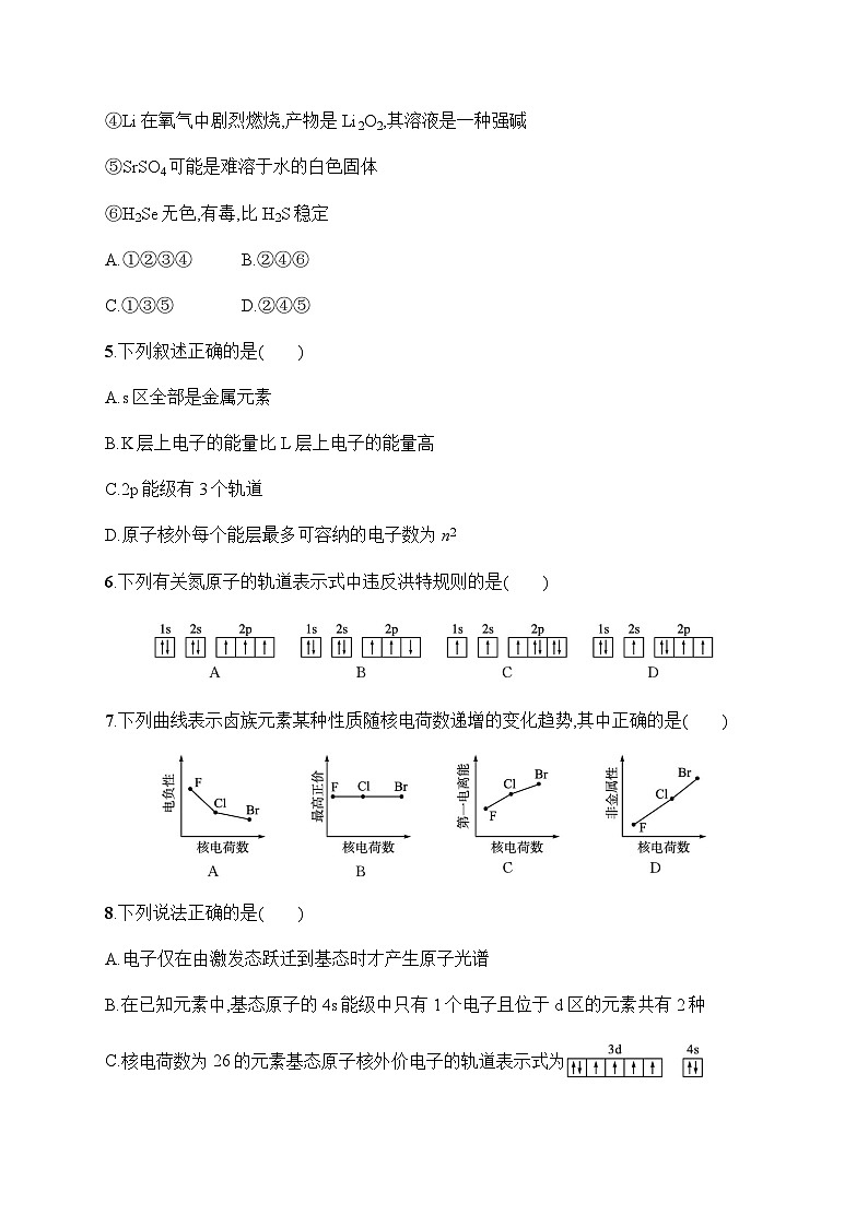 鲁科版高中化学选择性必修2第1章原子结构与元素性质测试含答案第2页