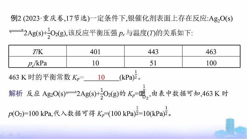 人教版高中化学选择性必修1第2章化学反应速率与化学平衡微专题1三种平衡常数及计算课件第6页