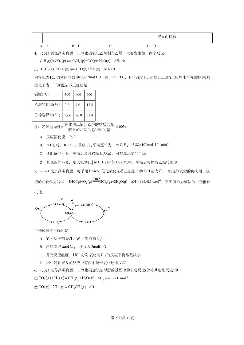 2024全国高考真题化学分类汇编：化学反应的限度02