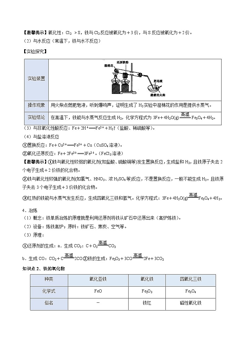 人教版（2019）高中化学必修一第三章  《铁   金属材料》单元知识清单03