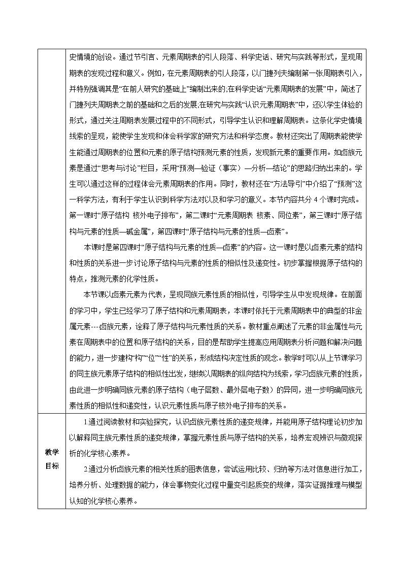 人教版（2019）高中化学必修一4.1.4  《原子结构与元素的性质—卤素》教案02