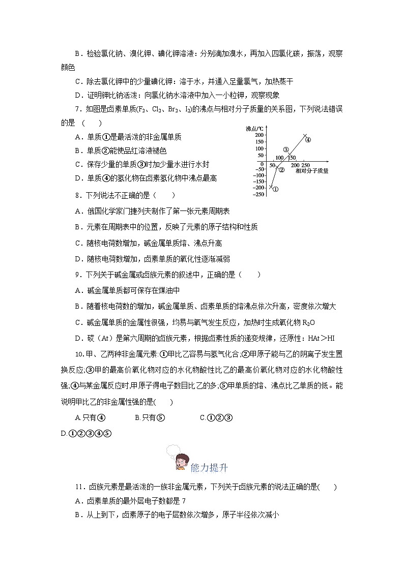 人教版（2019）高中化学必修一4.1.4  《原子结构与元素的性质—卤素》分层作业（原卷版）02