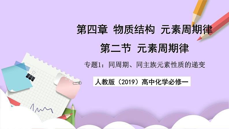 人教版（2019）高中化学必修一专题1《同周期、同主族元素性质的递变》课件01