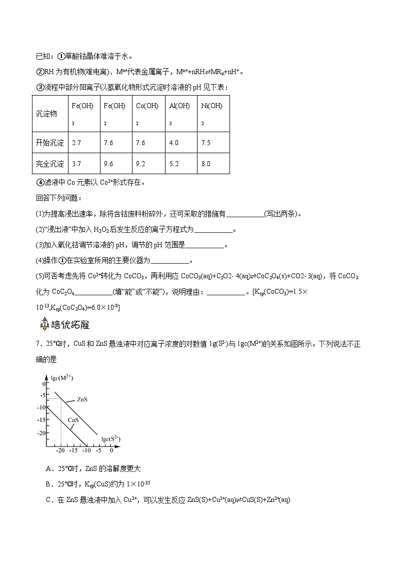 人教版（2019）高中化学选择性必修第一册 3.4.2《沉淀溶解平衡的应用》分层作业（原卷版）03