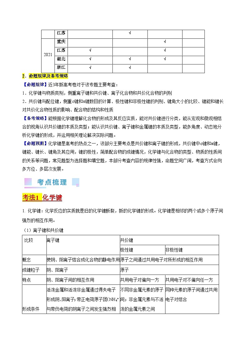 考点19 化学键（核心考点精讲精练）-备战2024年高考化学一轮复习考点帮（新高考专用）02