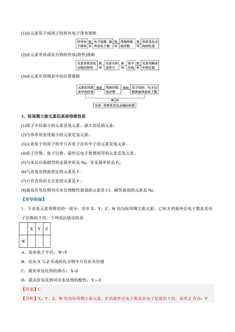 4.2.2 元素周期表和元素周期律的应用（教师版）2024学年高一化学同步讲义+检测（人教版必修一）2023-2024学年高一化学同步讲义+随堂检测（人教版2019必修第一册）第3页
