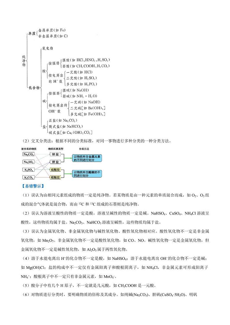 1.1.1 物质的分类（教师版）2024学年高一化学同步讲义+检测（人教版必修一）2023-2024学年高一化学同步讲义+随堂检测（人教版2019必修第一册）第2页