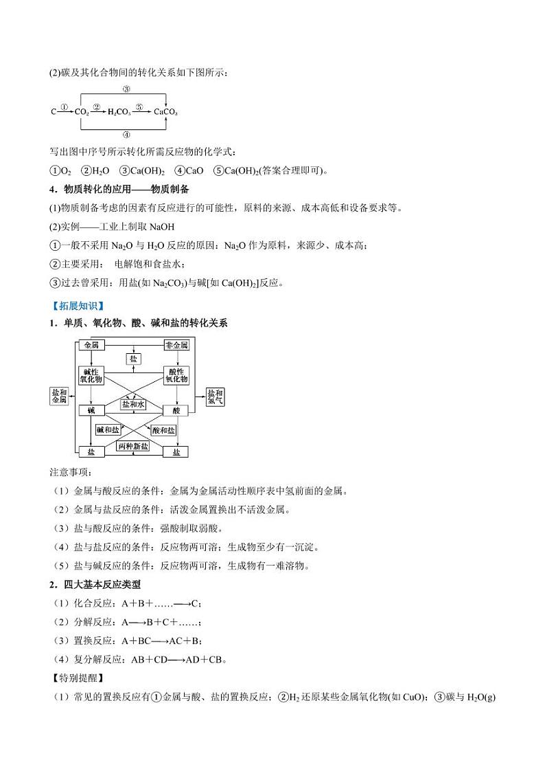 1.1.2 物质的转化（学生版）2024学年高一化学同步讲义+检测（人教版必修一）2023-2024学年高一化学同步讲义+随堂检测（人教版2019必修第一册）第3页