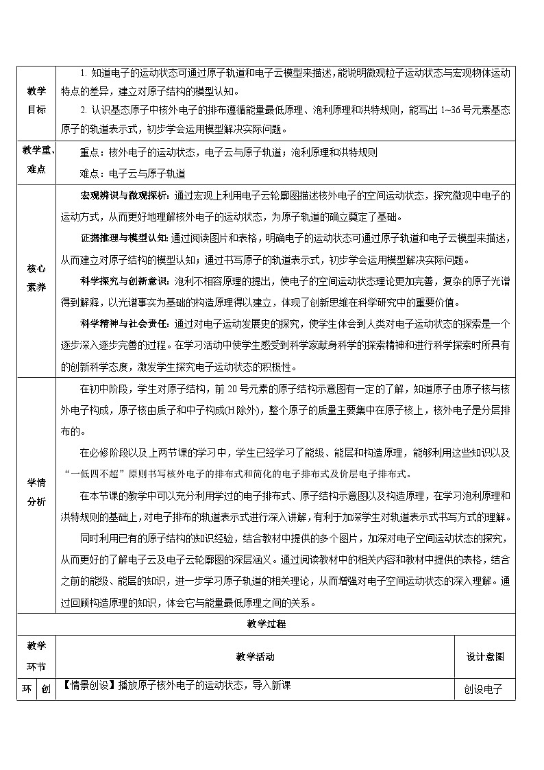 【新课标】人教版（2019）高中化学选择性必修二 1.1.3《电子云与原子轨道》教案02