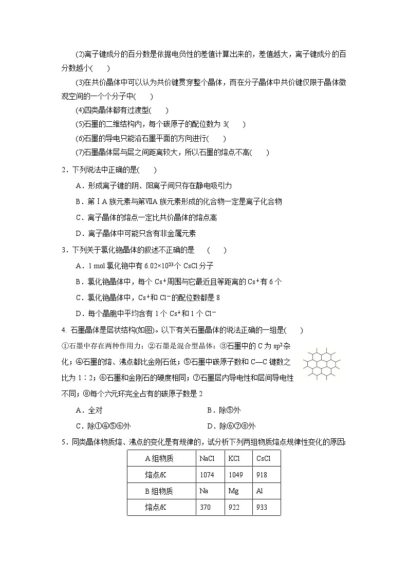 【新课标】人教版（2019）高中化学选择性必修二 3.3.2《过渡晶体与混合型晶体》导学案（原卷）02