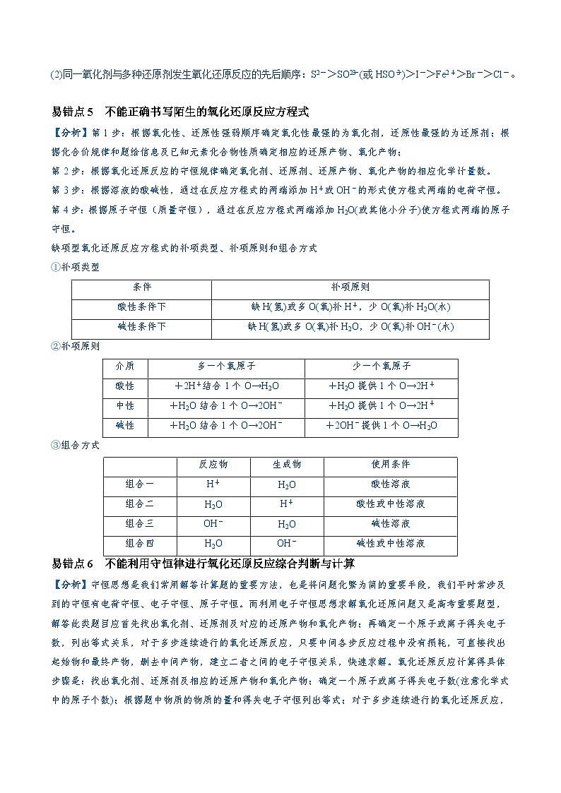 易错类型04 氧化还原反应（6大易错点）-备战2025年高考化学易错题03