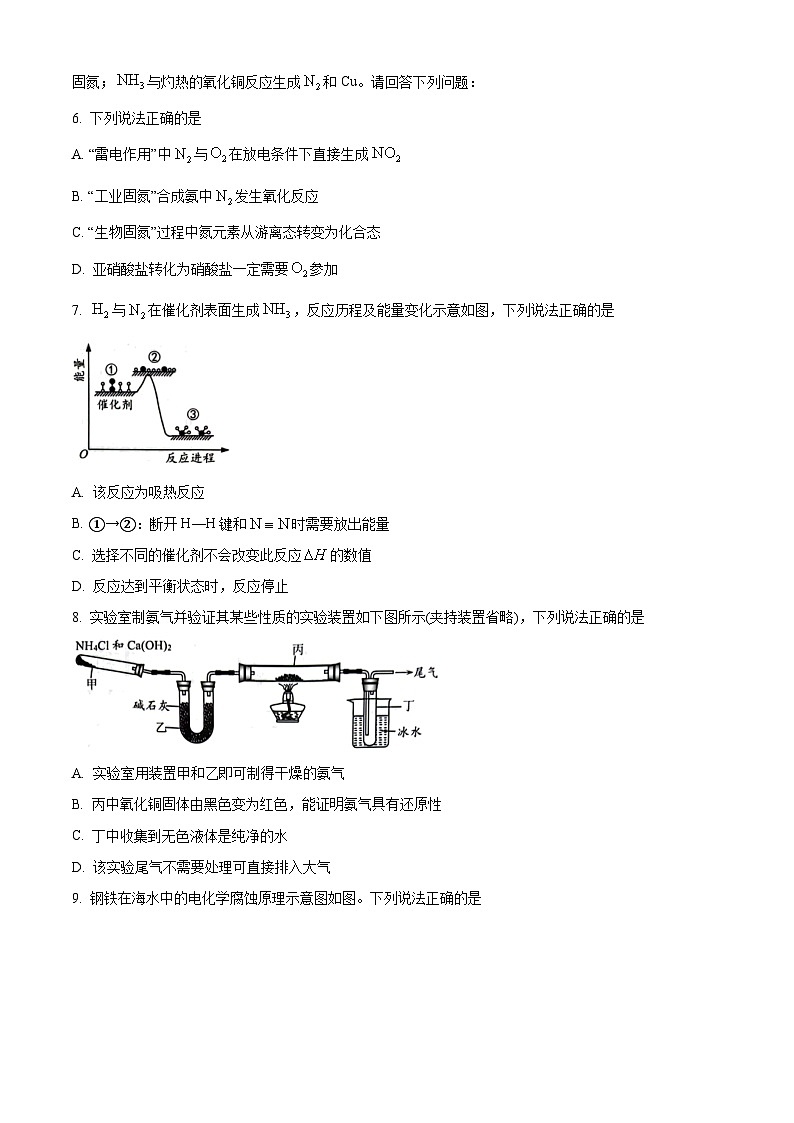 江苏省连云港市2023-2024学年高一下学期6月期末考试化学试题（原卷版+解析版）第3页