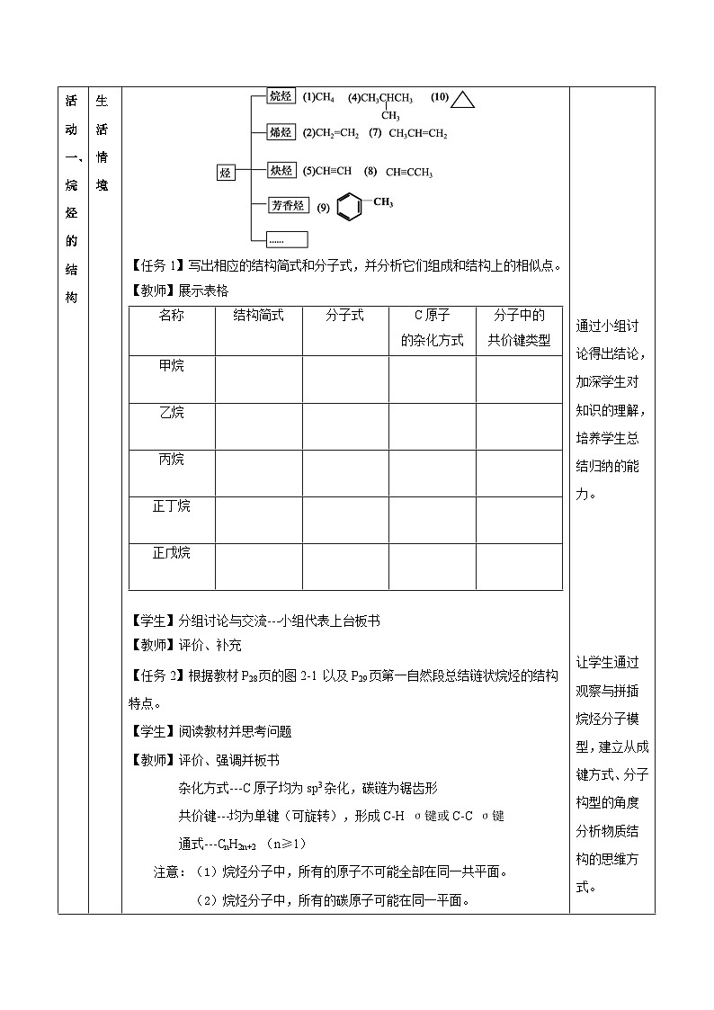 人教版（2019）高中化学选择性必修三2.1.1《烷烃的结构和性质》教案03
