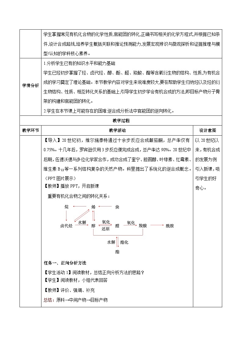 人教版（2019）高中化学选择性必修三3.5.3《有机合成路线的设计与实施》 教案03