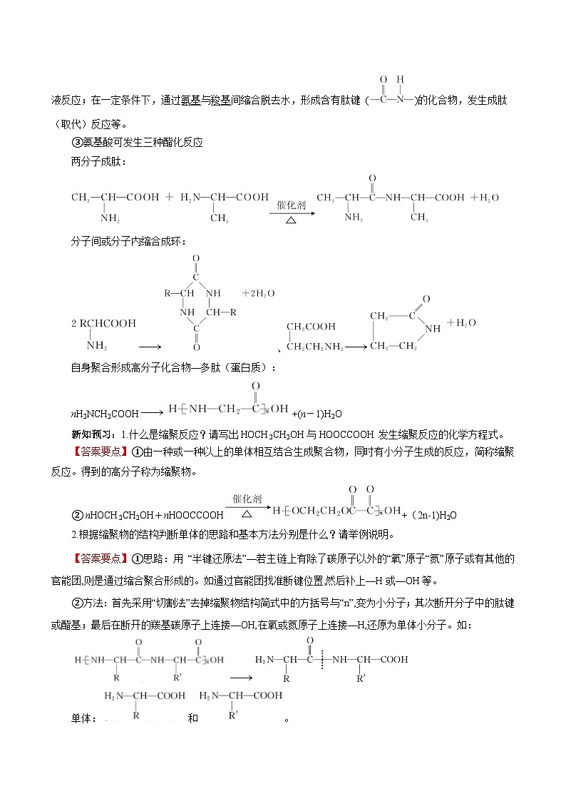 人教版（2019）高中化学选择性必修三5.1.2《合成高分子的基本方法—缩聚反应》导学案（解析版）02