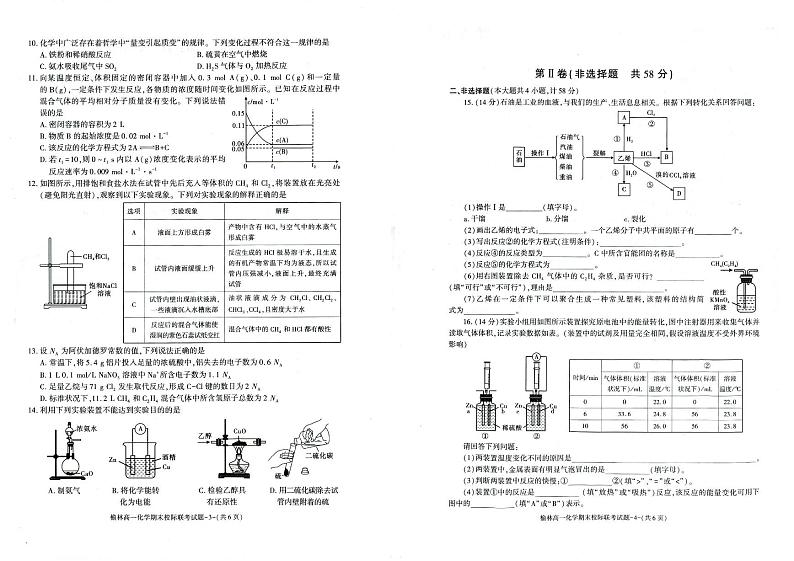 化学-陕西省榆林市学林2023-2024学年度高一第二学期期末校际联考试题和答案第2页