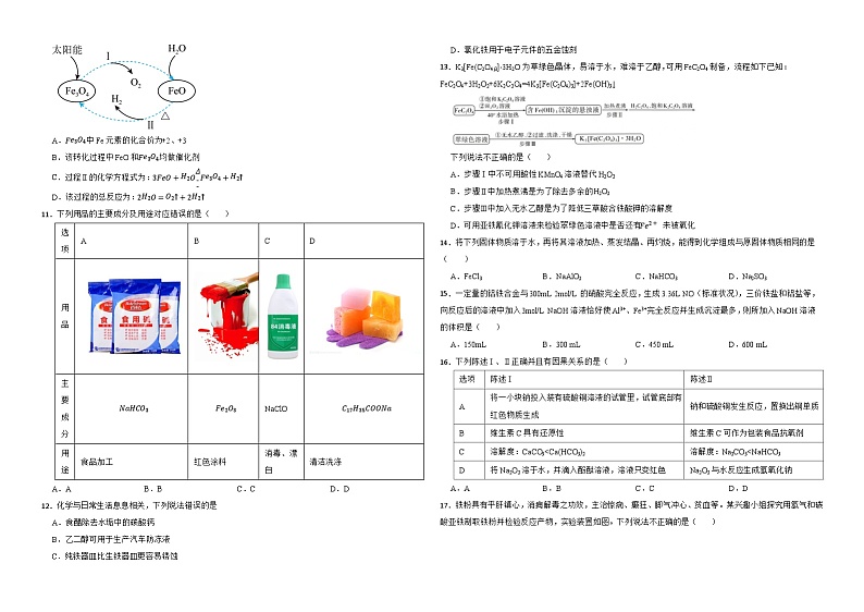 3.1铁的多样性 练习 2024-2025学年高一上学期鲁科版（2019）化学必修第一册第2页