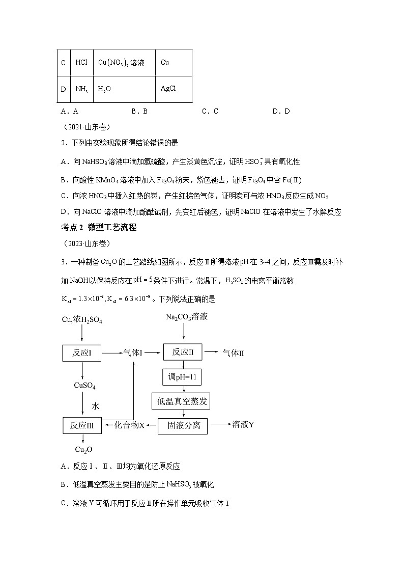 2025年高考化学真题分类训练（山东专用） 专题04元素及其化合物试卷第2页