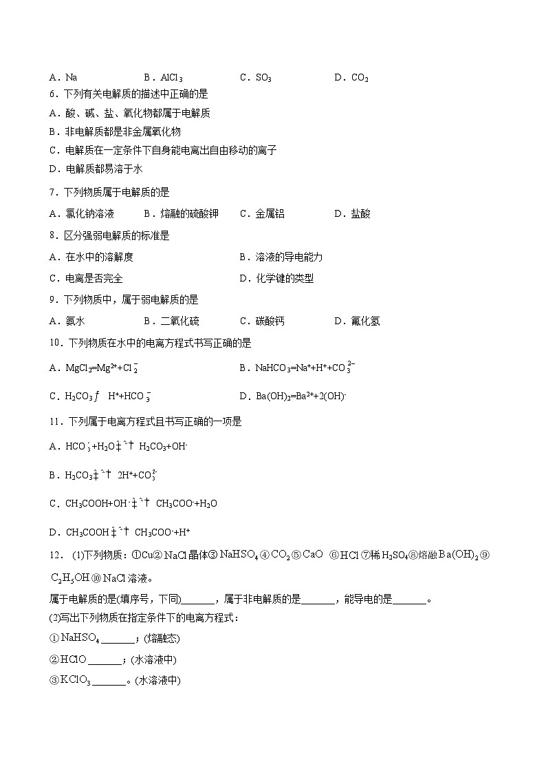 【沪科版】化学必修一  2.2.3 电解质的电离（课件+练习）02