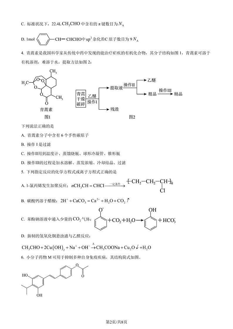 福建泉州市部分中学2024年高二下学期7月期末考试化学试题含答案02