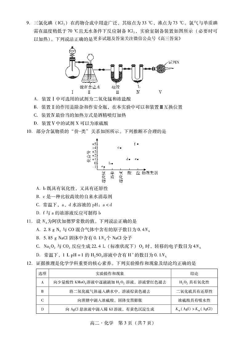广东省揭阳市2023-2024学年高二下学期教学质量测试化学期末试题03