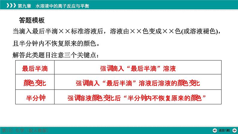 第九章  规范答题6　滴定终点的判断及描述-2025年高考化学一轮总复习课件02