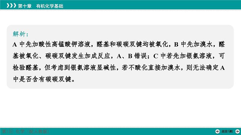 第十章  素能提升18　有机化合物中常见官能团及检验-2025年高考化学一轮总复习课件06