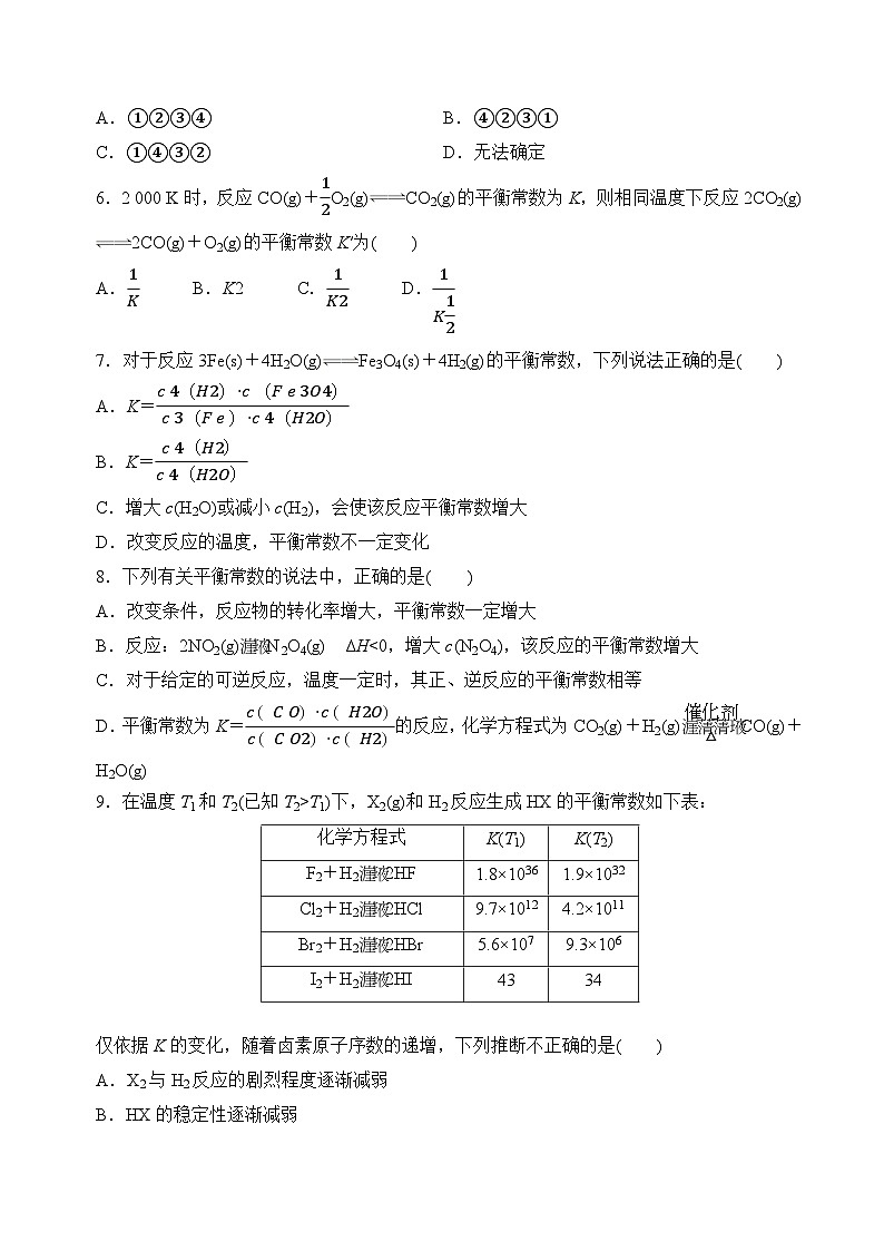 2.2.1化学反应的限度（化学平衡常数）(分层练习)- （原卷版）第2页