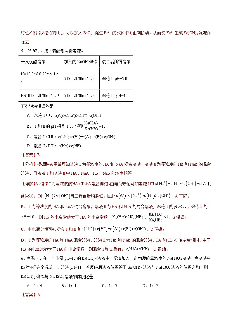 【沪科版】选择性必修一化学  第3章 水溶液中的离子反应与平衡  单元复习 (课件+练习）03