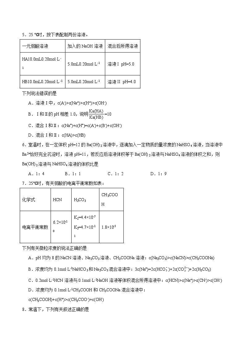 【沪科版】选择性必修一化学  第3章 水溶液中的离子反应与平衡  单元复习 (课件+练习）02