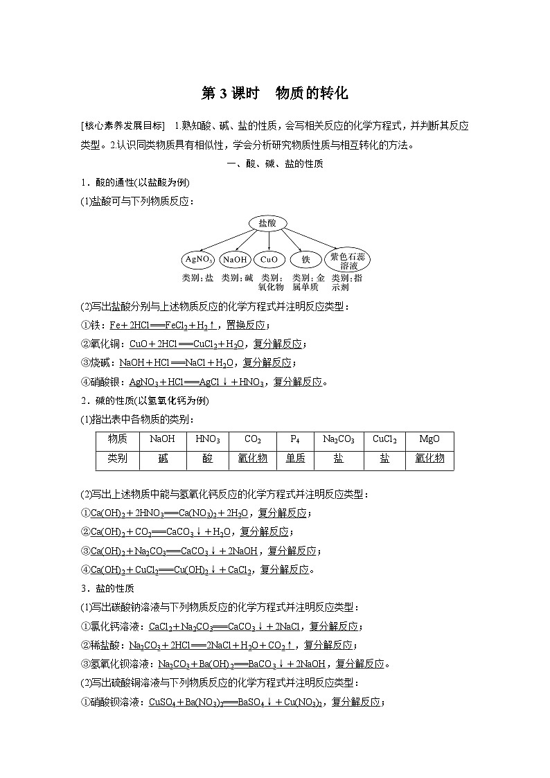 第1章　第1节　第3课时　物质的转化-人教版高一化学必修一课件（含练习）01