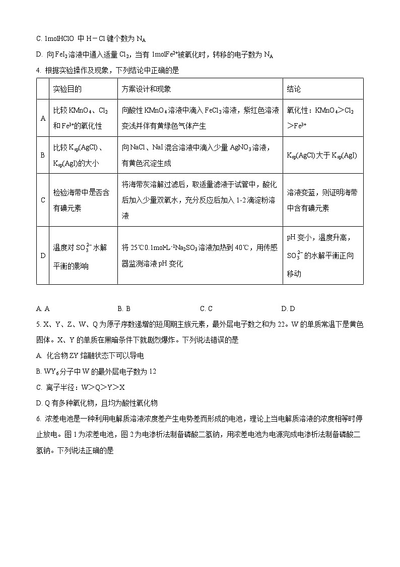 四川省攀枝花市第十五中学2023-2024学年高三下学期第13次半月考化学试题 word版含解析02