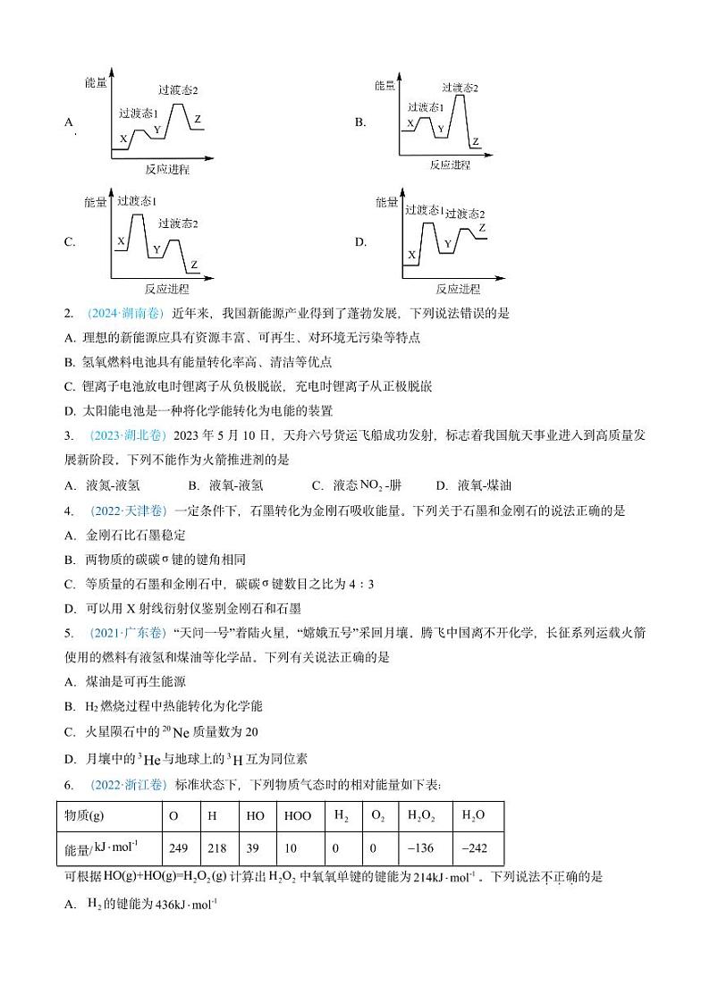 专题06 化学反应中的能量变化和反应机理-三年（2022-2024）高考化学真题分类汇编（全国通用）（含解析）02