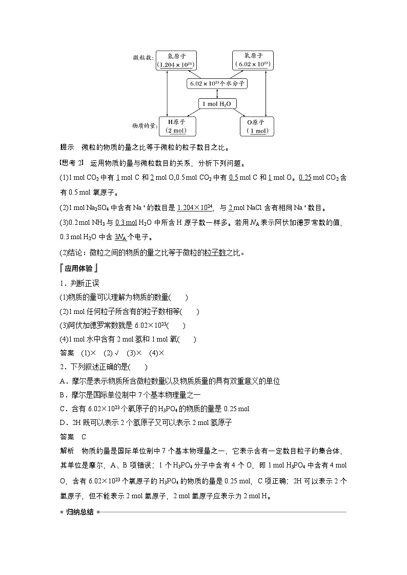 第二章　第三节　第1课时　物质的量　摩尔质量（教师版）第2页