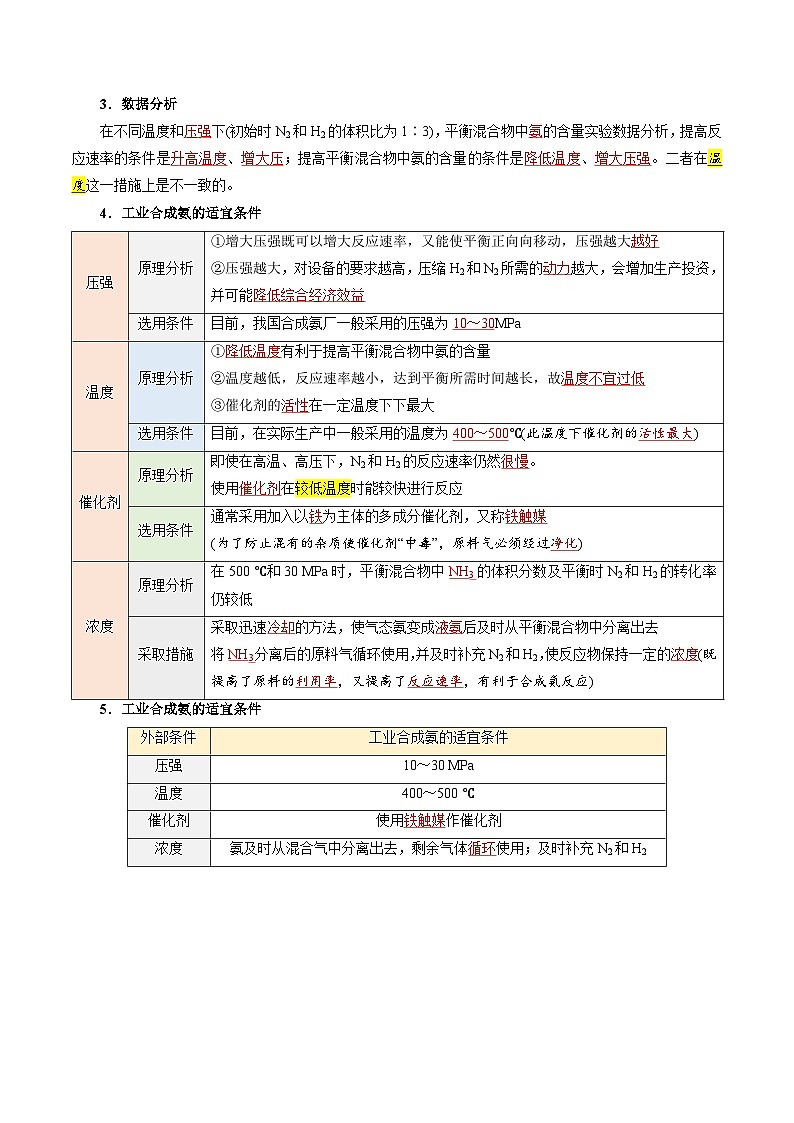 人教A版化学选择性必修一第08讲 化学反应的调控-讲义试卷【教师版】新高二化学暑假衔接（人教版）03