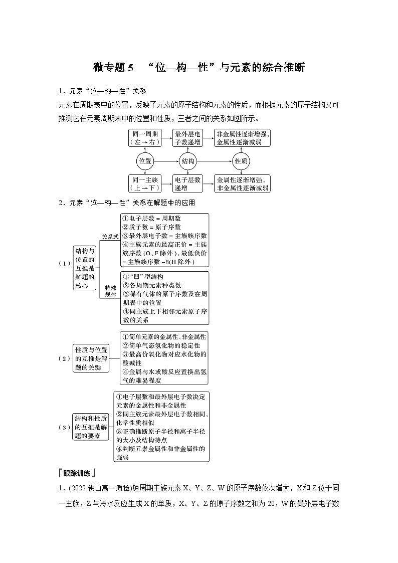 第四章　第二节　微专题5　“位—构—性”与元素的综合推断-人教版高一化学必修一课件（含练习）01