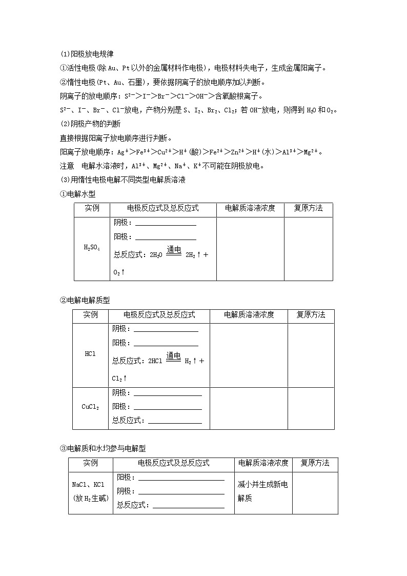 新教材宁陕2024届高考化学一轮复习学案第6章化学反应与能量转化第38讲电解池金属的腐蚀与防护鲁科版02