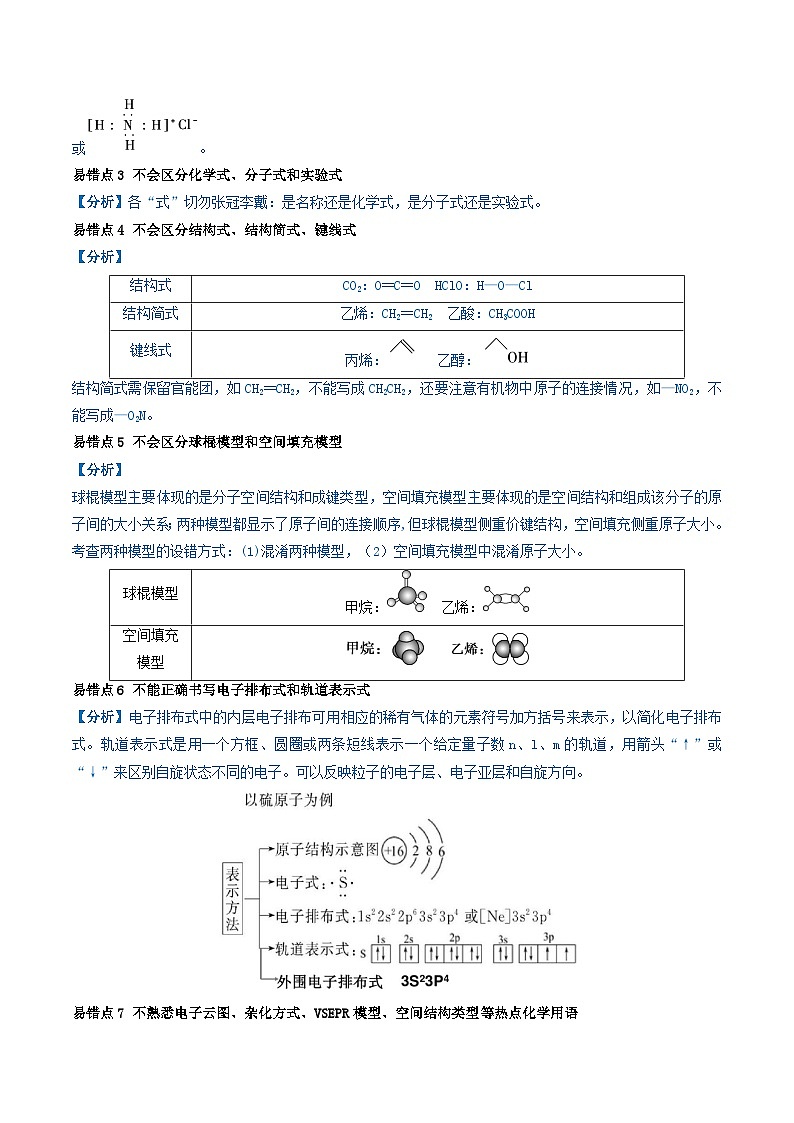 全国通用备战2024年高考化学易错题精选类型02化学用语7大易错点教师版02