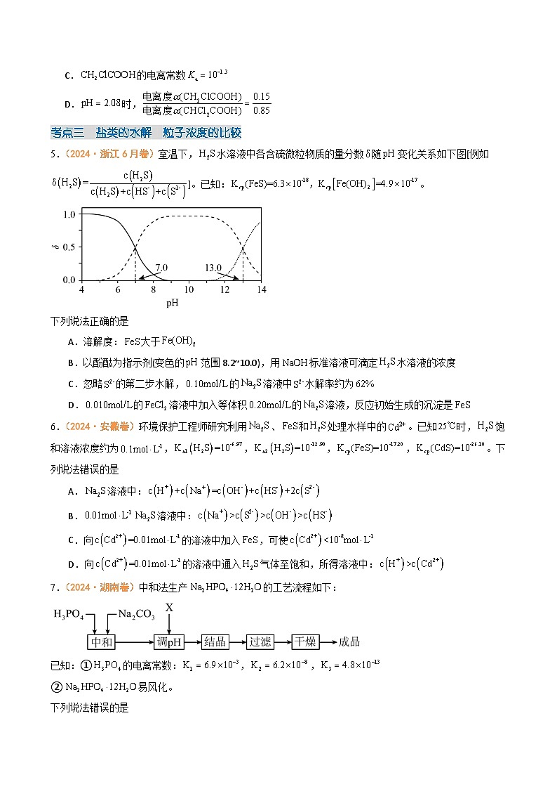 2024年高考真题和模拟题化学分类汇编（全国通用）专题08  水溶液中的离子反应与平衡（原卷版）03