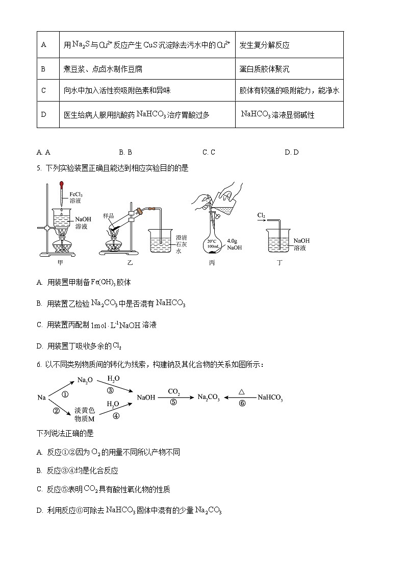 河南省顶尖联盟2023-2024学年高一上学期期中检测化学试卷（原卷版）第2页