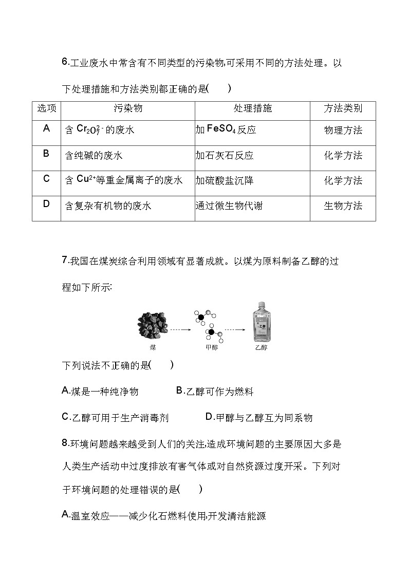 高中化学人教版（2019）必修第二册第八章化学与可持续发展单元测评卷（Word版附解析）第3页