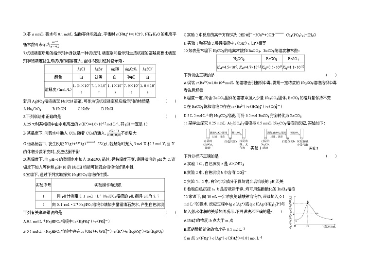 高中化学人教版（2019）选择性必修一册第三章水溶液中的离子反应与平衡单元测评卷（Word版附解析）第2页