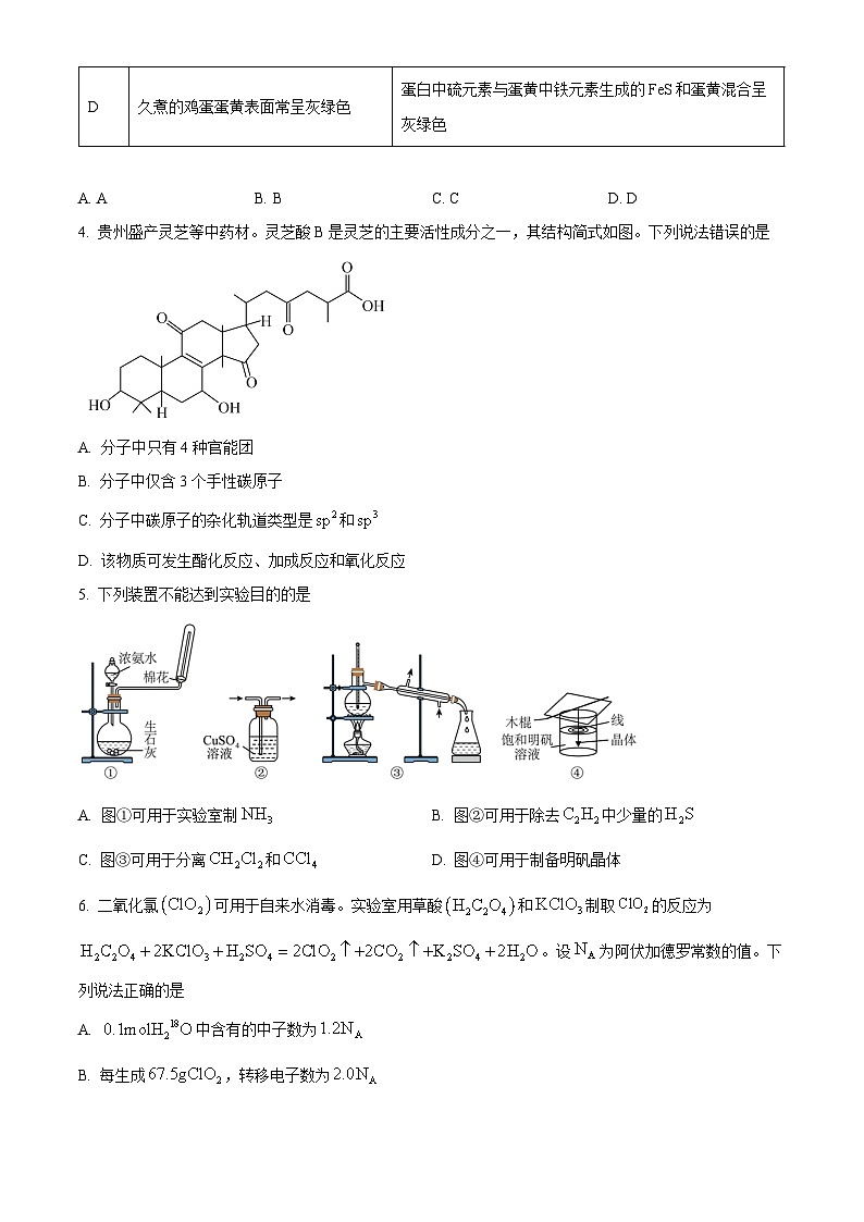 2024年新高考贵州卷化学高考真题解析（原卷+解析）02