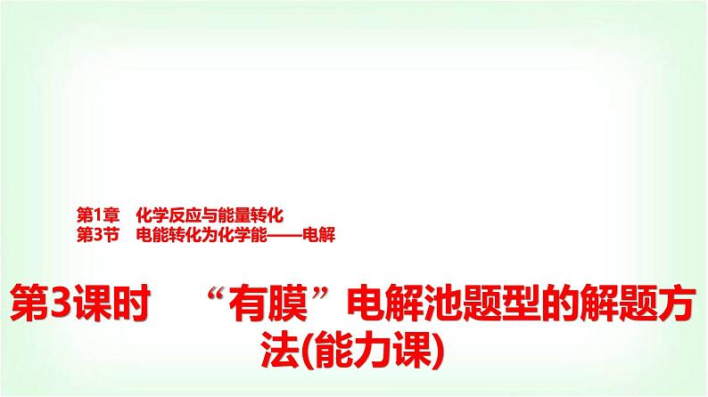 鲁科版高中化学选择性必修第一册第1章第3节第3课时“有膜”电解池题型的解题方法能力课课件第1页