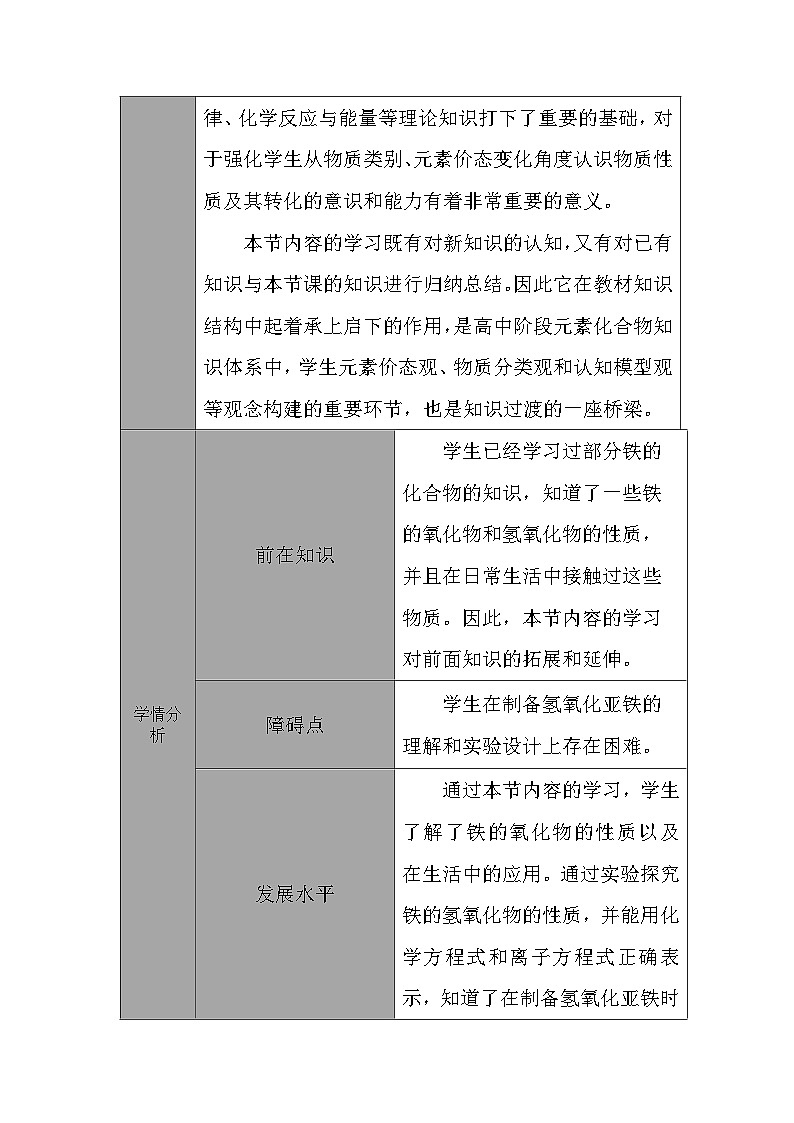 3.1铁及其化合物  教学设计     高中化学人教版（2019）必修第一册02