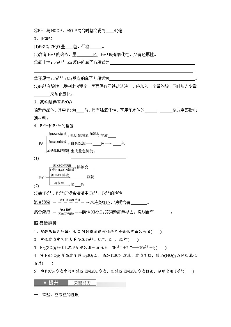 2025年高考化学大一轮大单元二　第四章 第十三讲 铁盐、亚铁盐　铁及其化合物的转化（课件+讲义+练习）02