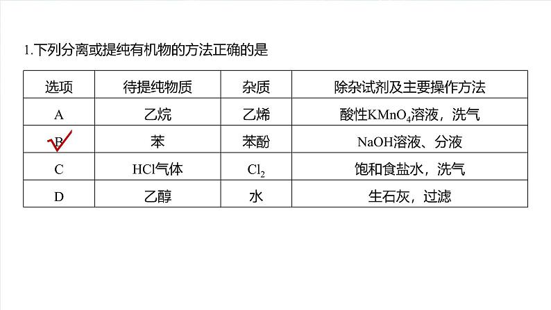 2025年高考化学大一轮大单元五　第十五章　热点强化25　有机实验综合应用专练（课件+讲义+练习）04